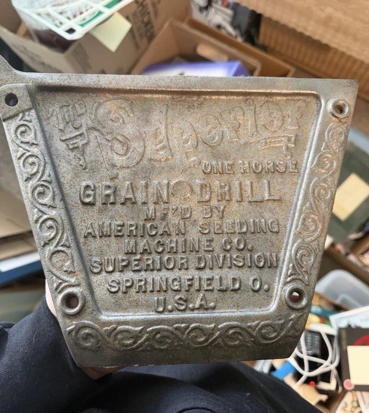 RARE 1880s 1890s Superior Machine Grain Drill Cover Cast Iron Force Feed