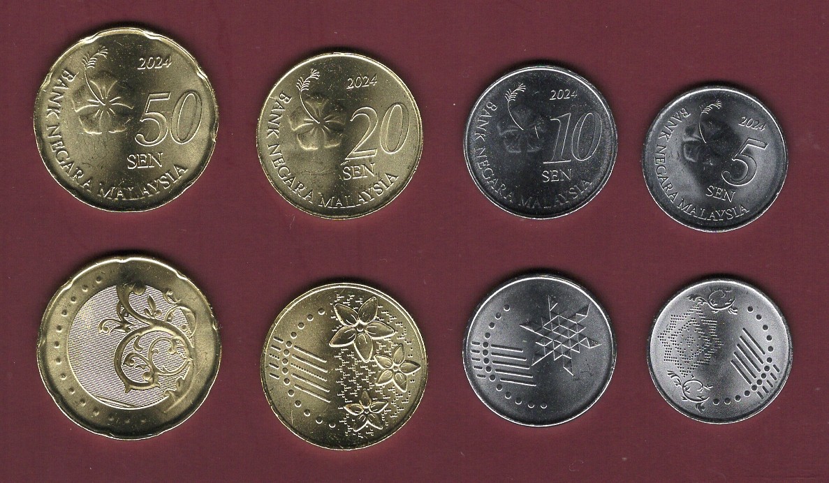 Malaysia 4 coins set 5 10 20 50 Cent , 2024 UNC