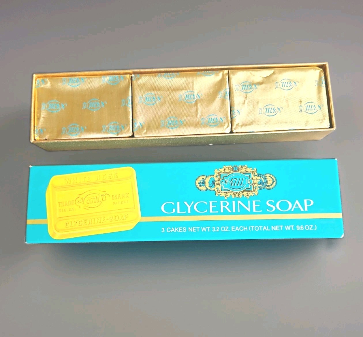 Vintage 4711 White Rose Glycerine Soap 3 Cake Set Cologne Germany Original Box