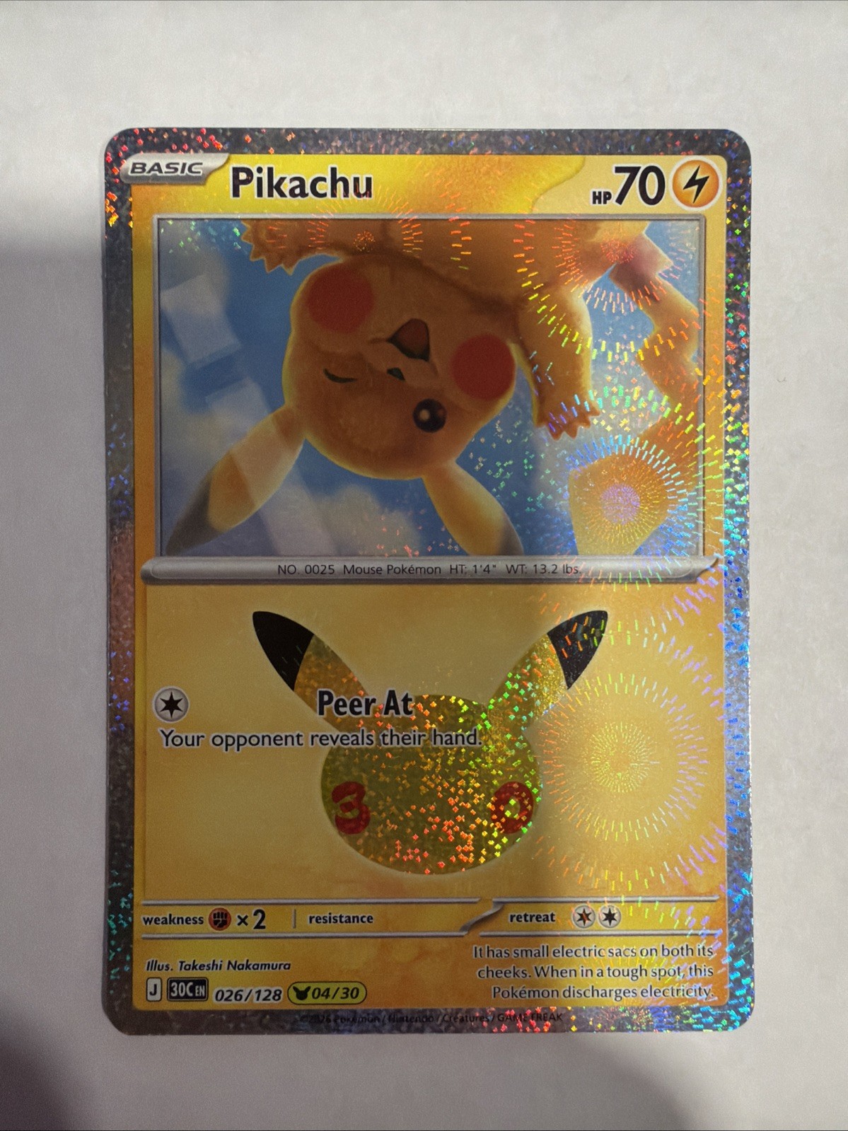 Pikachu 026/128-04/30 Holo 30th Pokemon Card English celebrations anniversary NM