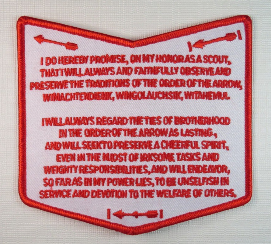 OA Obligation Order of the Arrow Boy Scouts Pocket Shaped Patch With Words