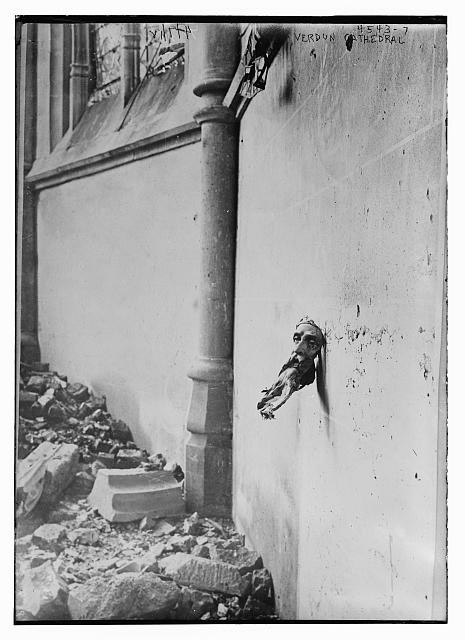 Photo:Verdun France Verdun Cathedral Damage WWI 1910s War Ruins