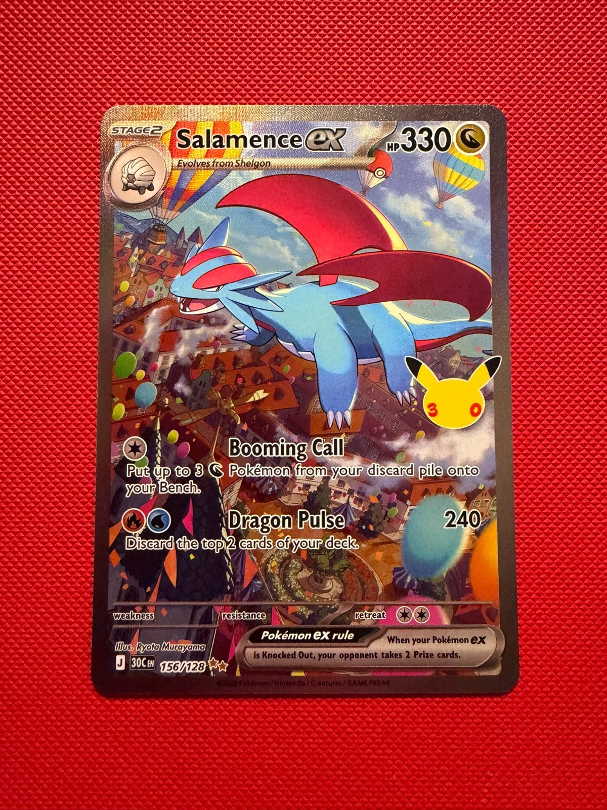 Pokemon TCG 30th Anniversary Salamence Ex 156/128 Special Illustration Rare NM/M
