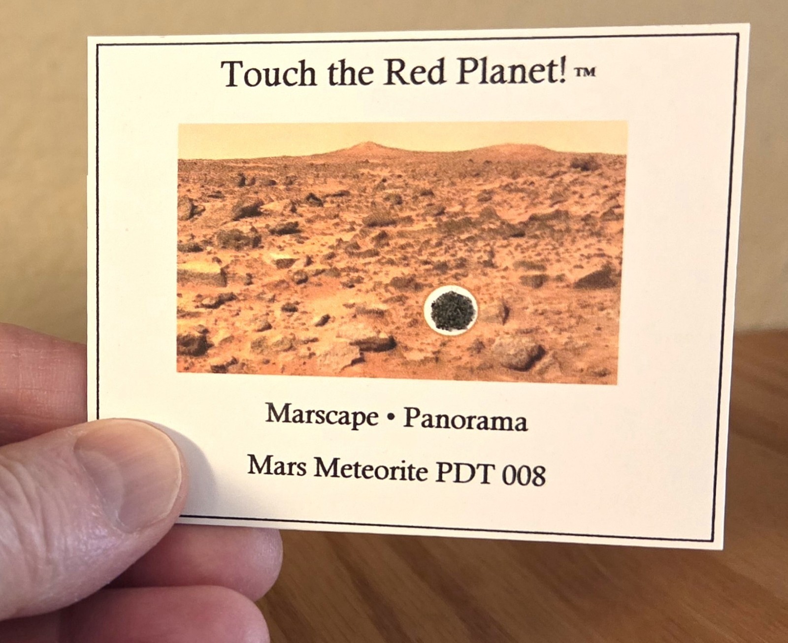 Genuine Mars Rock Mini-Museum Display. Martian Meteorite.Stand.Authenticity Card