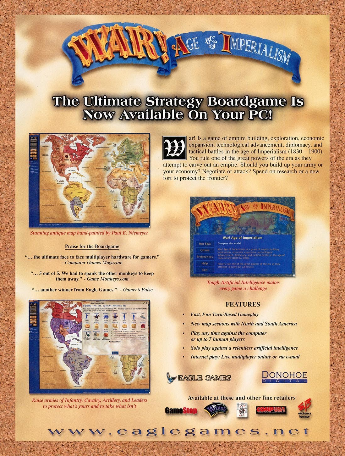2003 War Age Of Imperialism PC Original Advertisement / Retro Promo v1