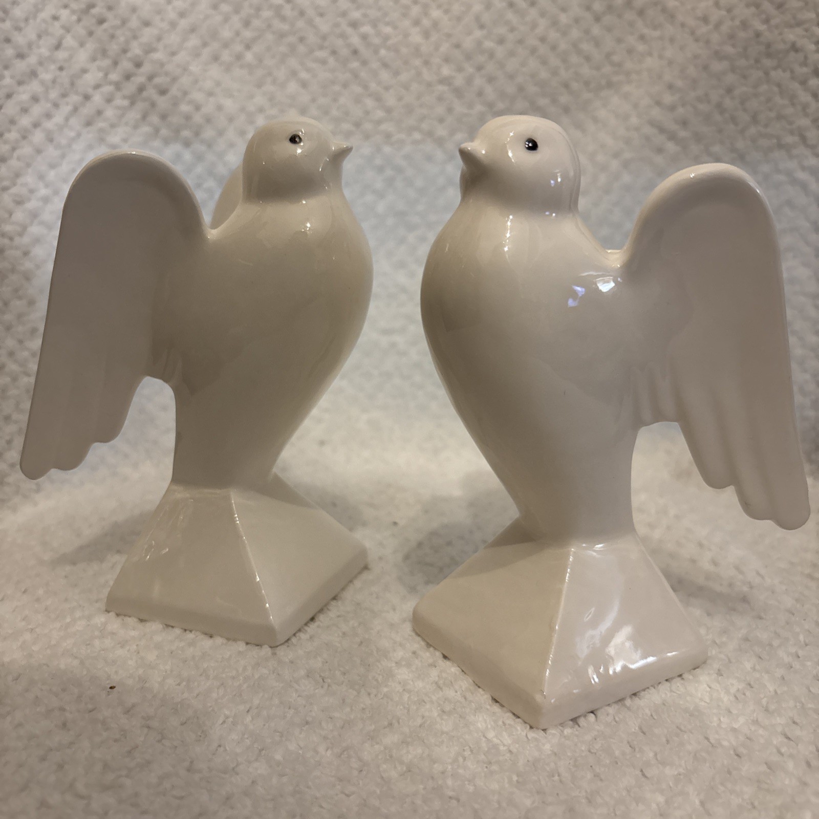 Vintage Lefton China Dove Candlestick Holders 1986 Christmas Holly