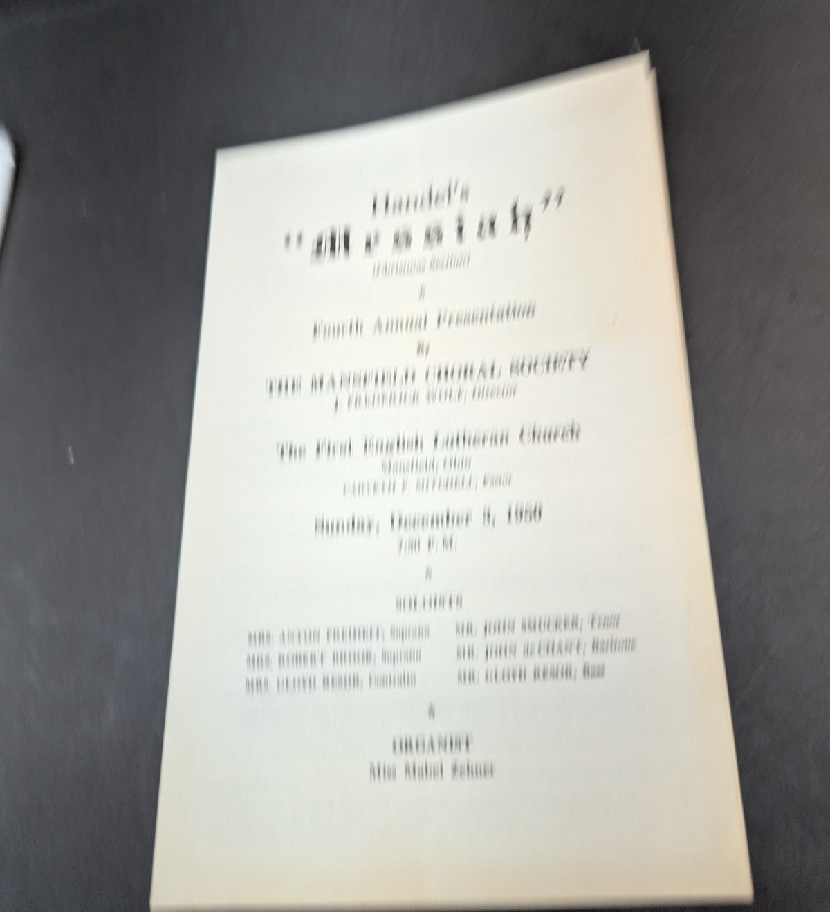 Handel’s Messiah Fourth Annual Presentation Program Vintage Softcover