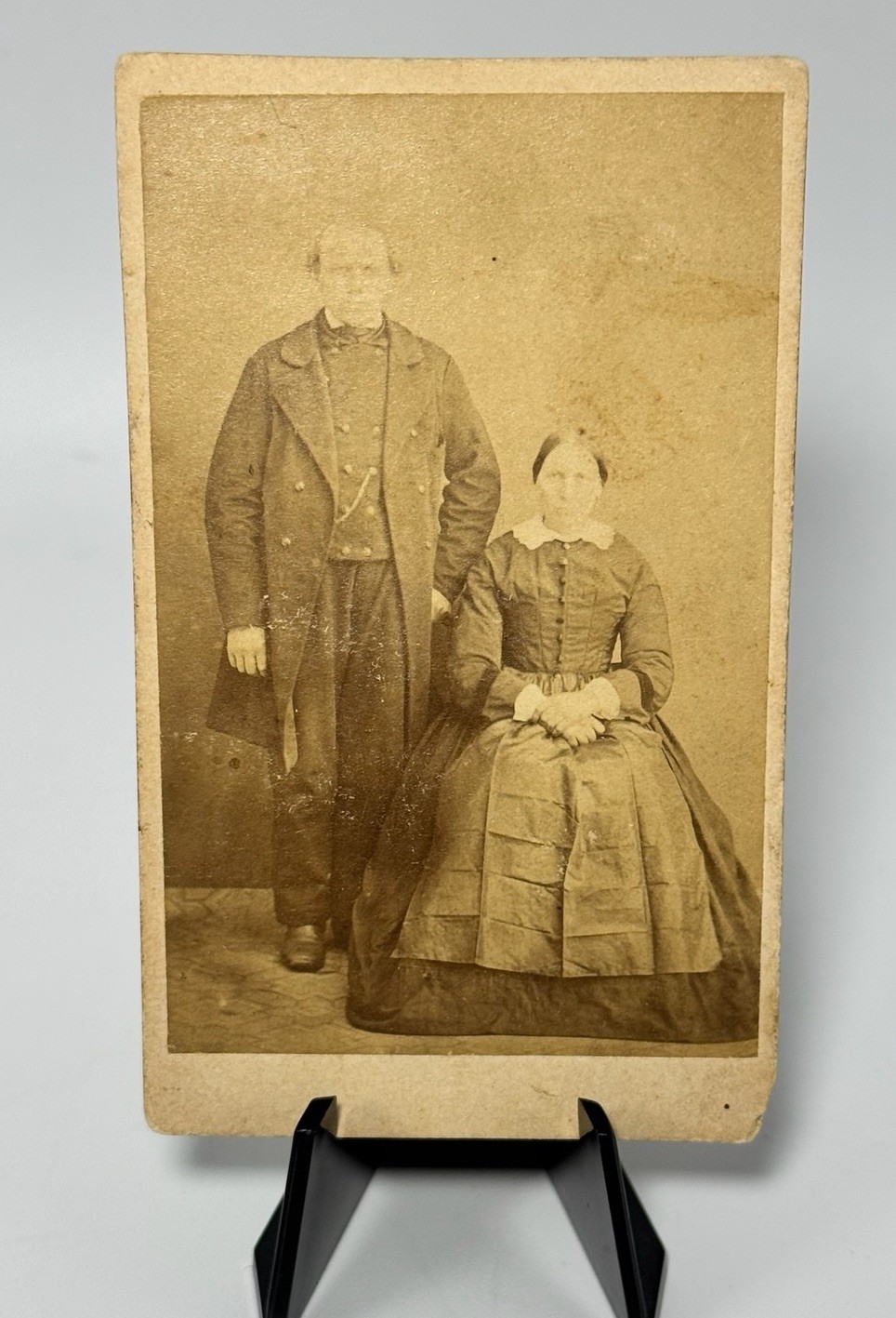 Antique CDV Photo Couple Civil War Era Inscribed Magnus Johana Hoff Victorian