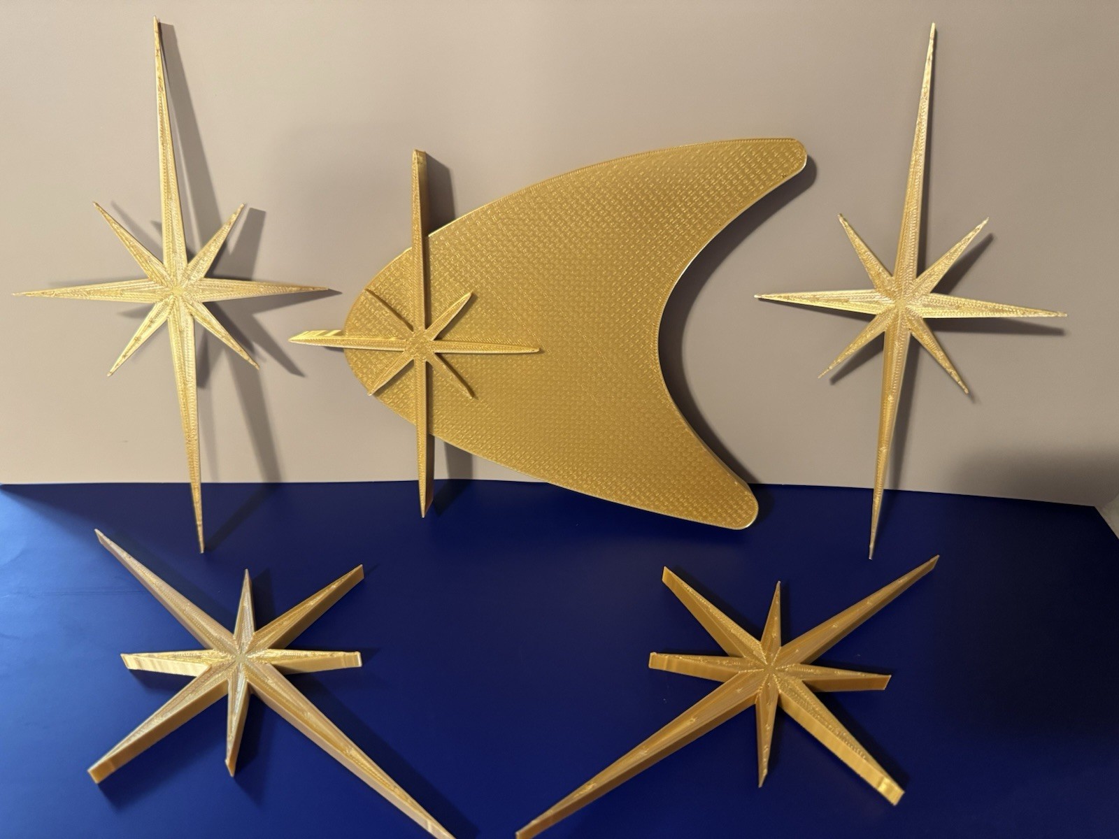 Mid Century Modern | Gold Mcm Retro Star Wall Art | Ultimate Decor Bundle 5 PCS