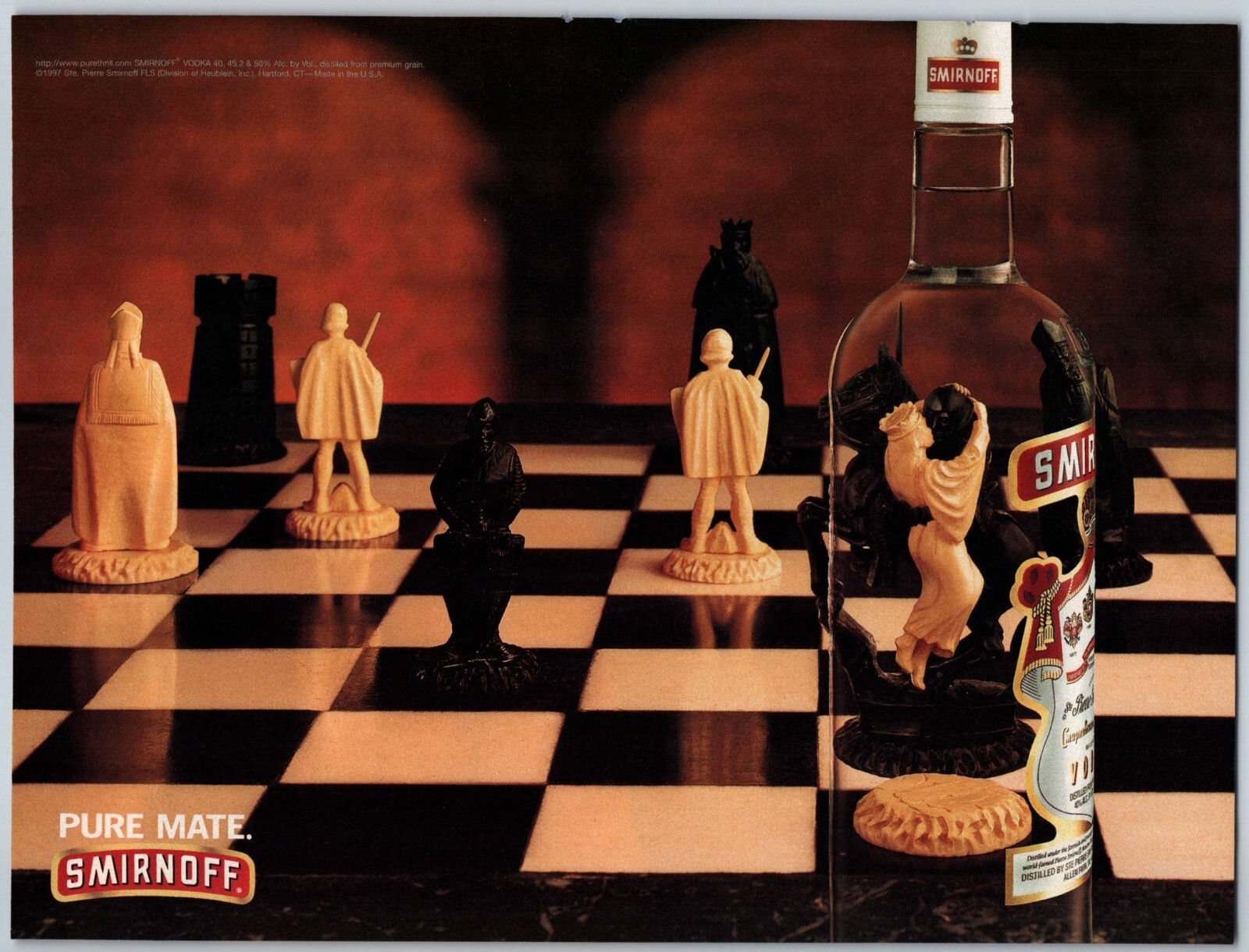 Smirnoff Chess Pure Mate Knight Queen - 1997 Vintage Print Ad Ephemera