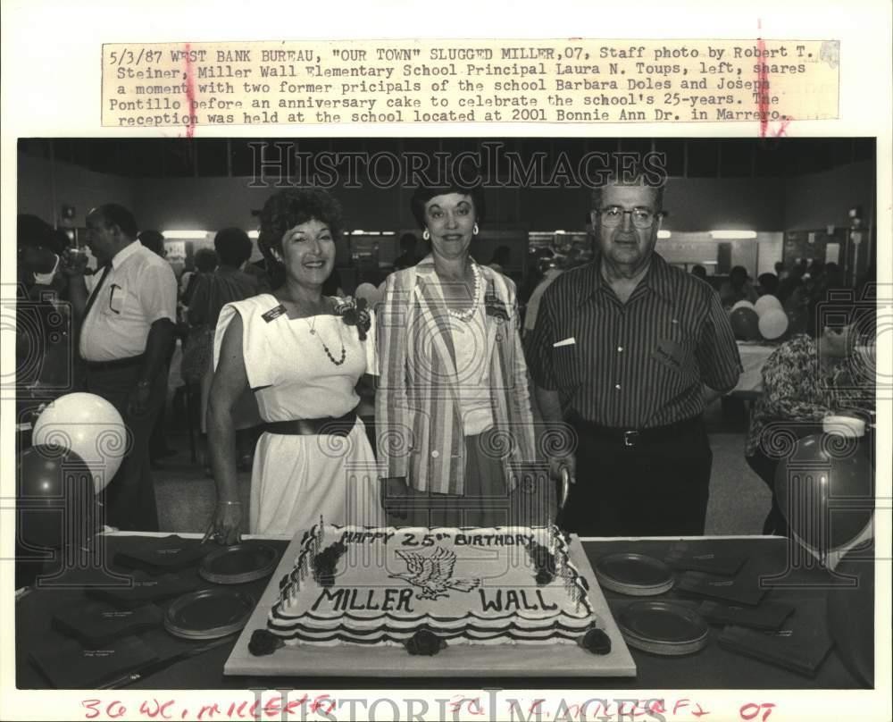 1987 Press Photo Miller Wall Elementary School Principals at Anniversary Party