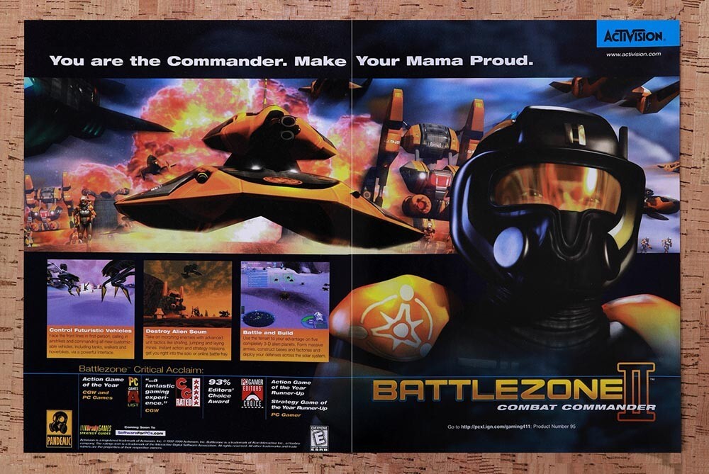 1998 Battlezone II Combat Commander PC Original Ad / Retro Wall Art v2