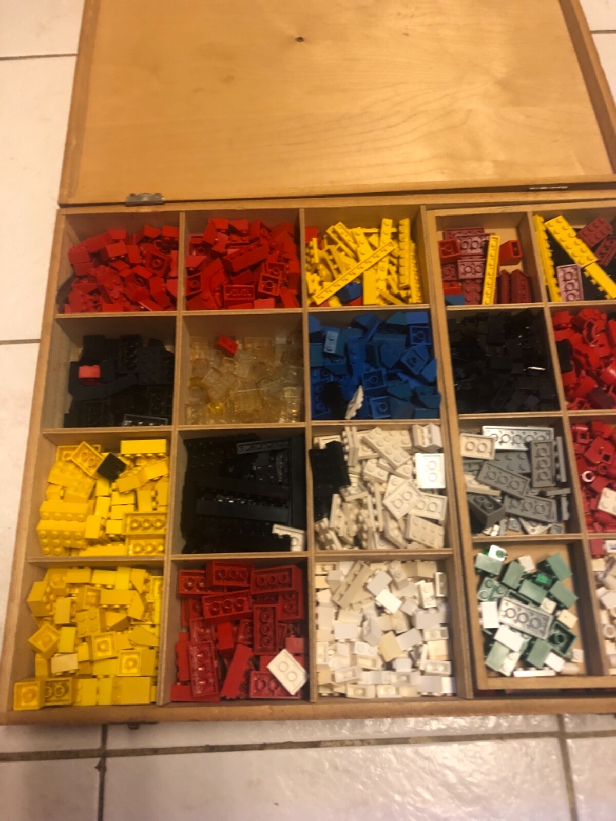 Large Vintage Circa 1960-1970 Wooden Original Lego Storage Box WITH  Lego's