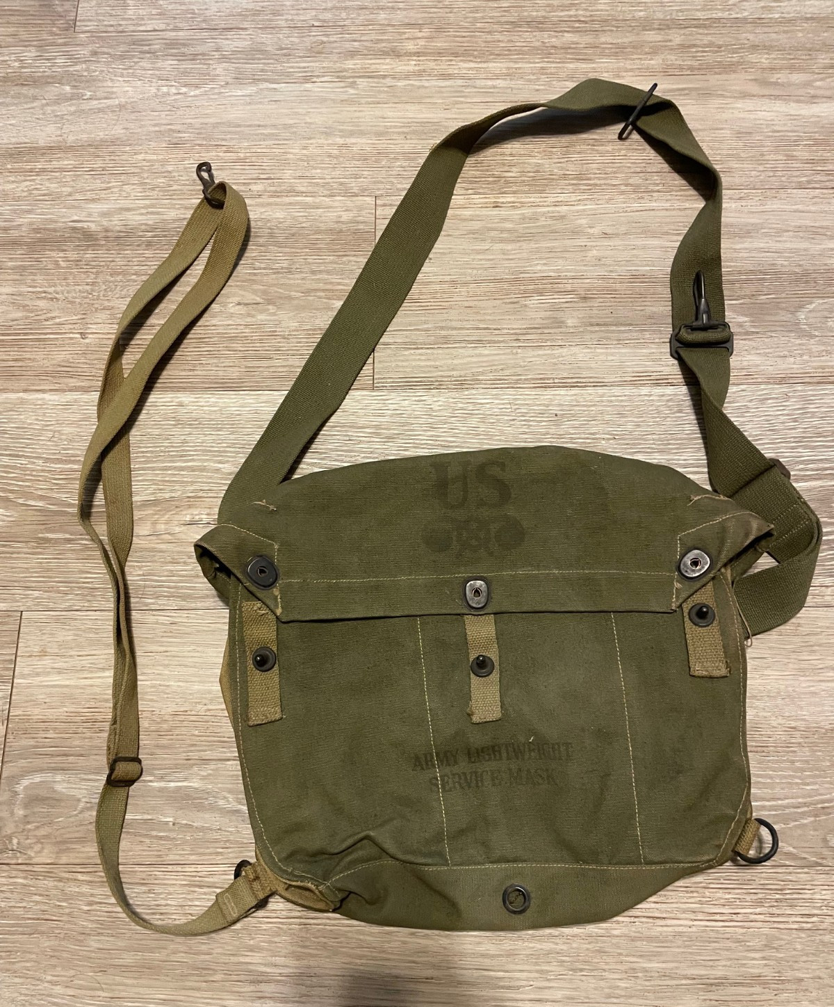 WW2 US Army Military M6 Lightweight Service Gas Mask Bag Shoulder Strap Vintage