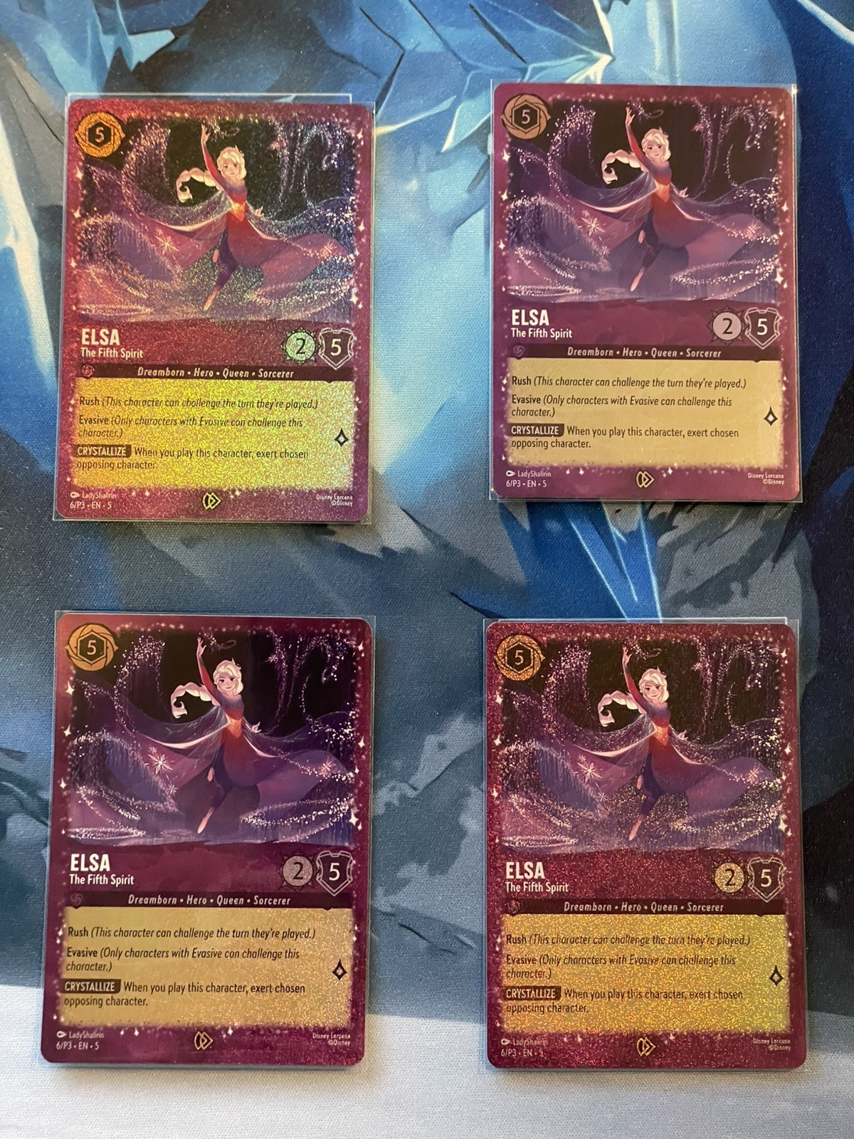 Disney Lorcana TCG Elsa-The Fifth Spirit Amethyst Promo Cards Glimmer Foil - NM