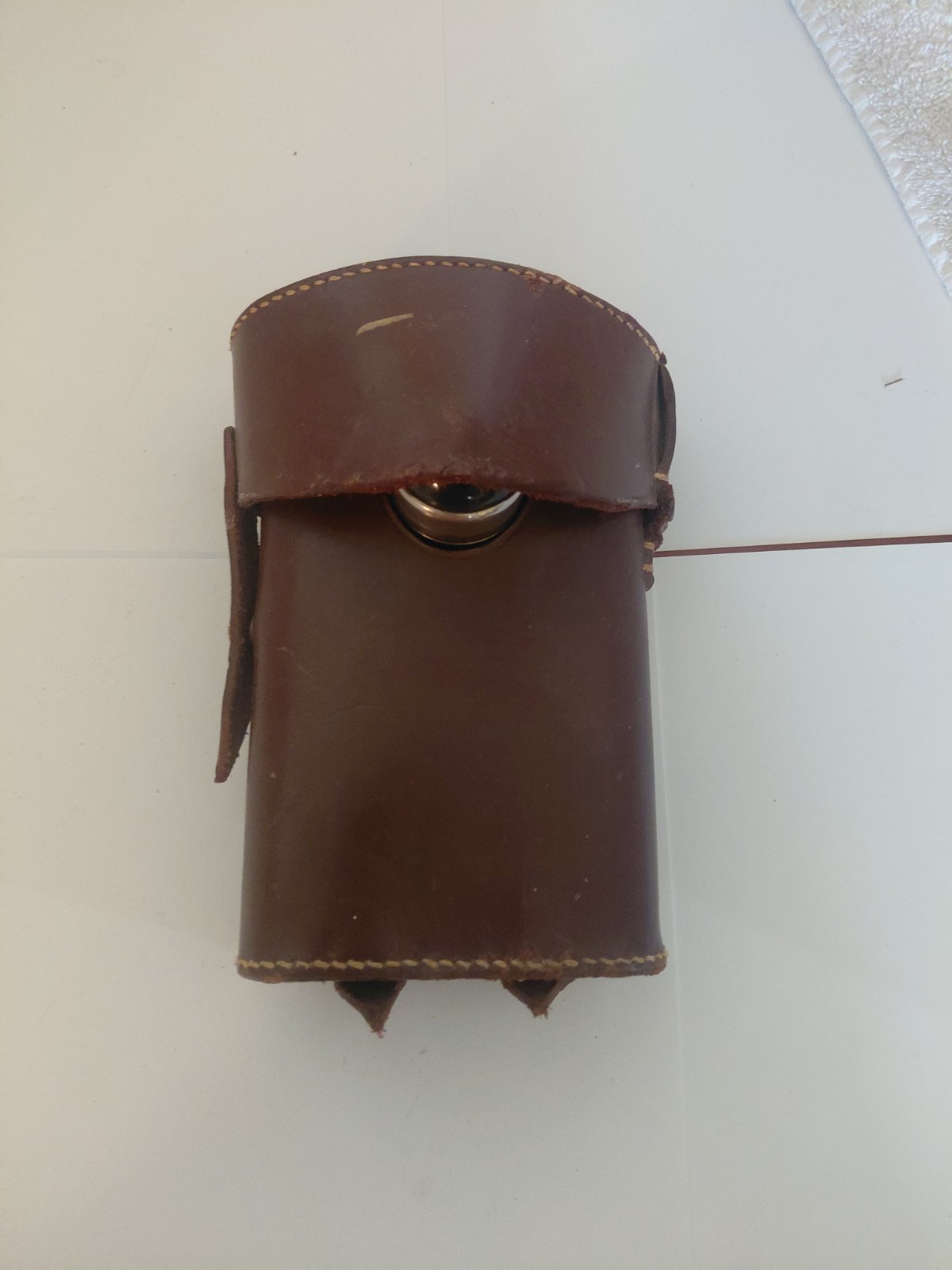 British WWI Flashlight in leather holder 