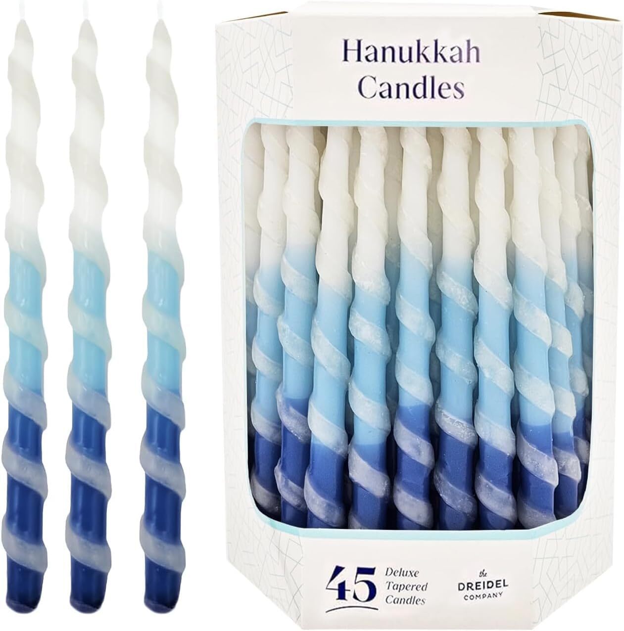 The Dreidel Company Deluxe Twisted Blue & White Hanukkah Menorah & 