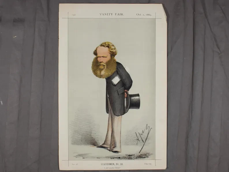 1869 Vanity Fair M E Grant-Duff Statesmen 33 Ape Antique Lithograph
