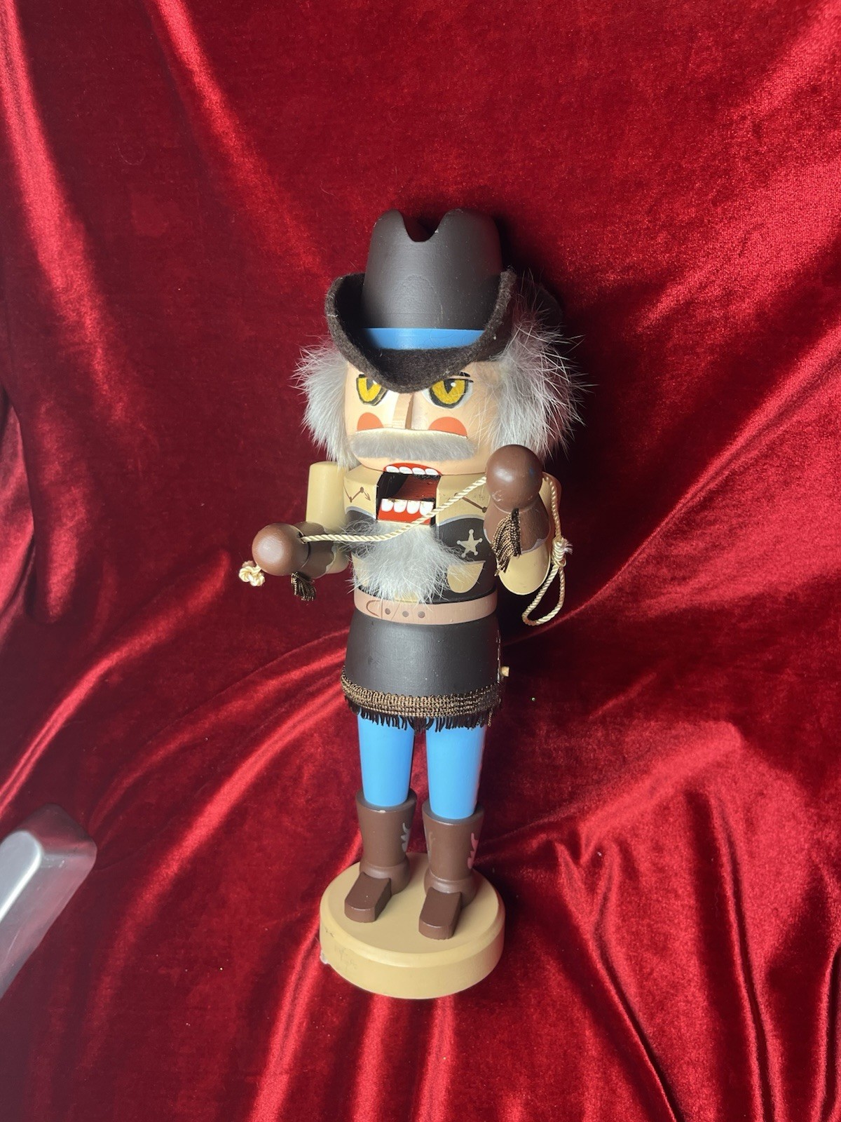 Nutcracker Cowgirl Cow Girl Germany 12”Vtg Original Erzgebirge Hand Made Wooden