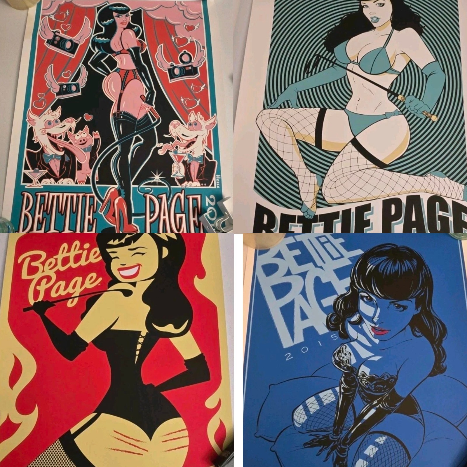 4 18x24 Bettie Page 2015 Posters Sketch Art 5FINITY Productions 50/100 Rare
