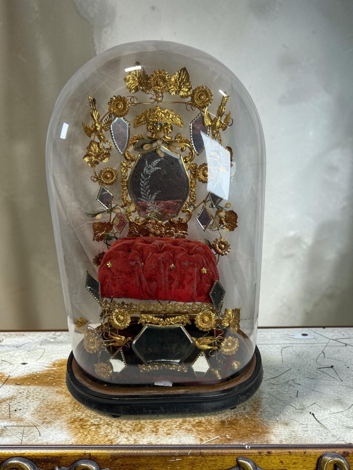 LARGE Napoleon III French Bridal Wedding Globe Gilded Ornaments Globe de Mariee