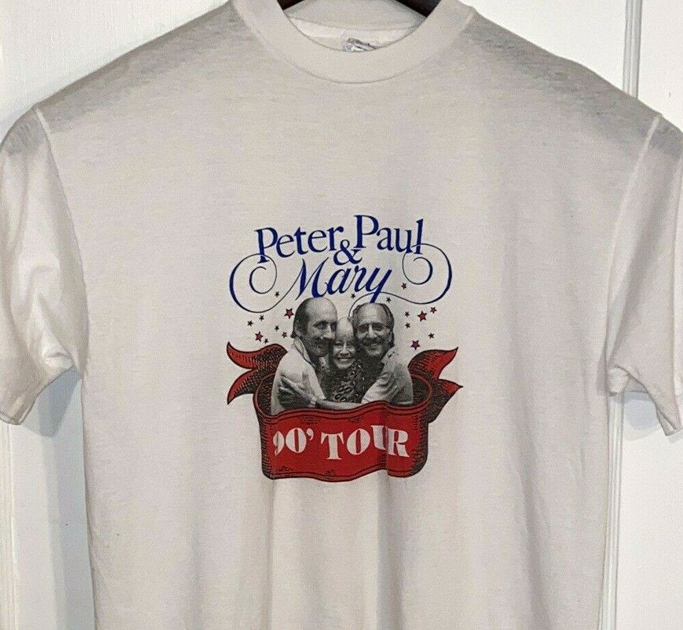 Vtg PETER PAUL & MARY '90 TOUR T Shirt RARE BAND Promo Concert FOLK MUSIC 