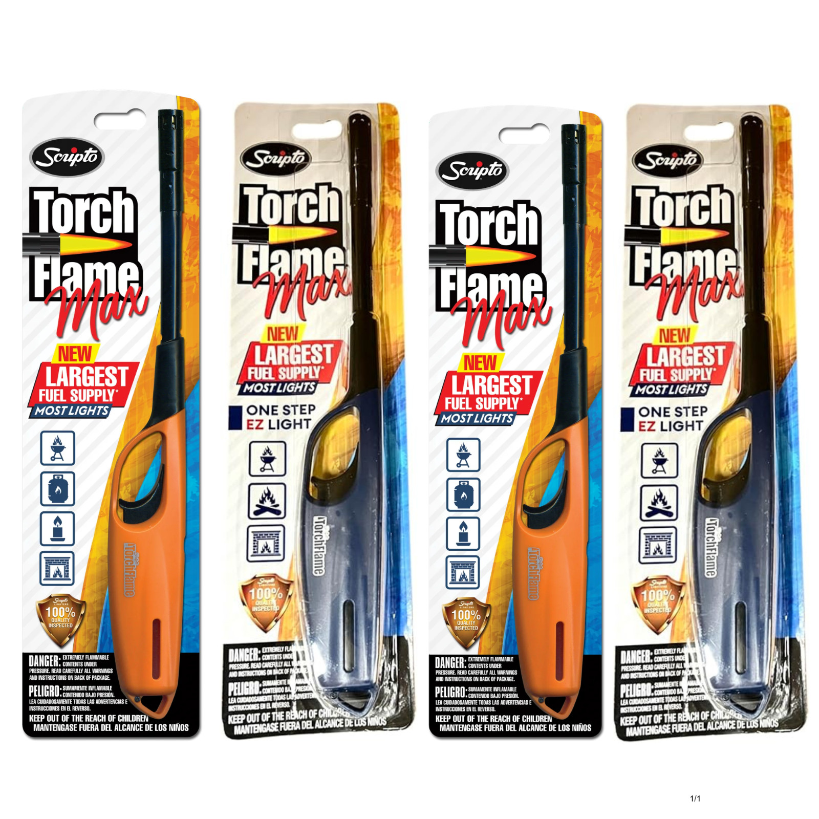 Scripto Multi-Purpose Wind-Resistant Lighter Torch Flame Random Color 4-pack