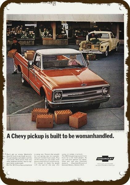 1969 CHEVY FLEETSIDE CST & Stepside Truck Vnt-Look DECORATIVE REPLICA METAL SIGN