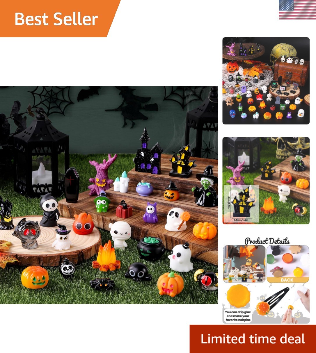 50pcs Halloween Mini Resin Figures 50 Styles Tiny Resin Figurines Little Smal...