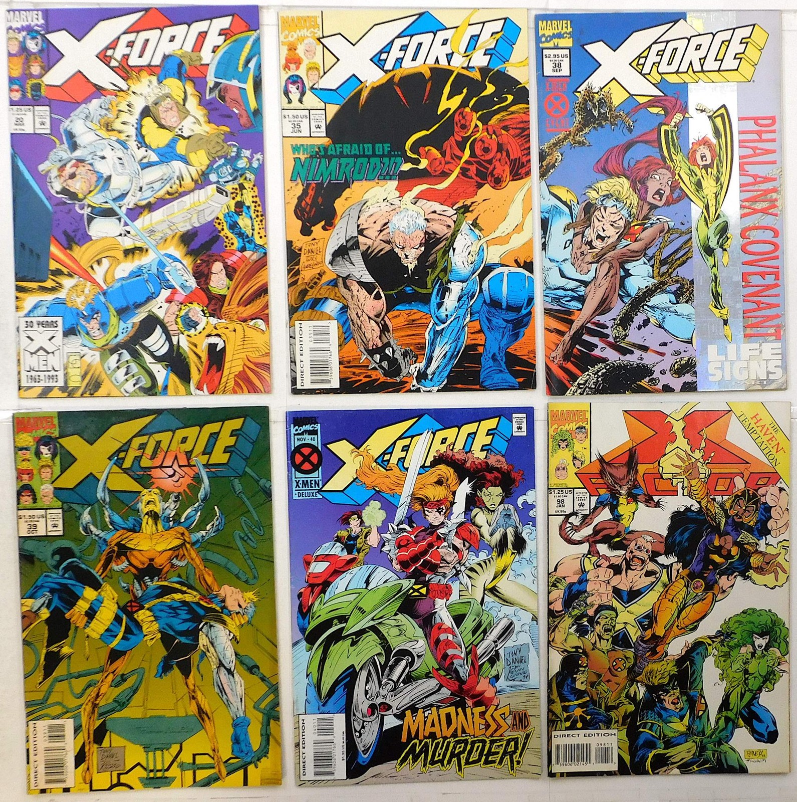 X-Force Lot of 6 #20, 35, 38, 39, 40, X-Factor 98 1993 Marvel 1st Print