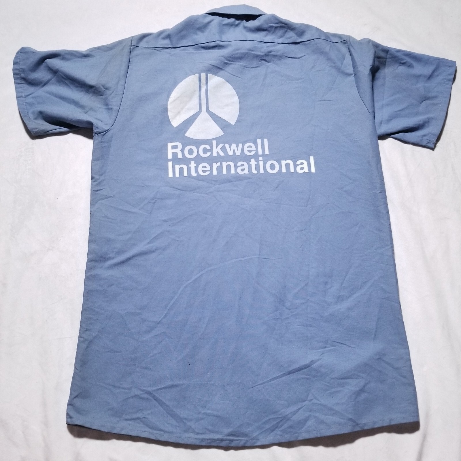 Vintage Rockwell International Employee Shirt M Patch Rocket Aerospace Uniform 