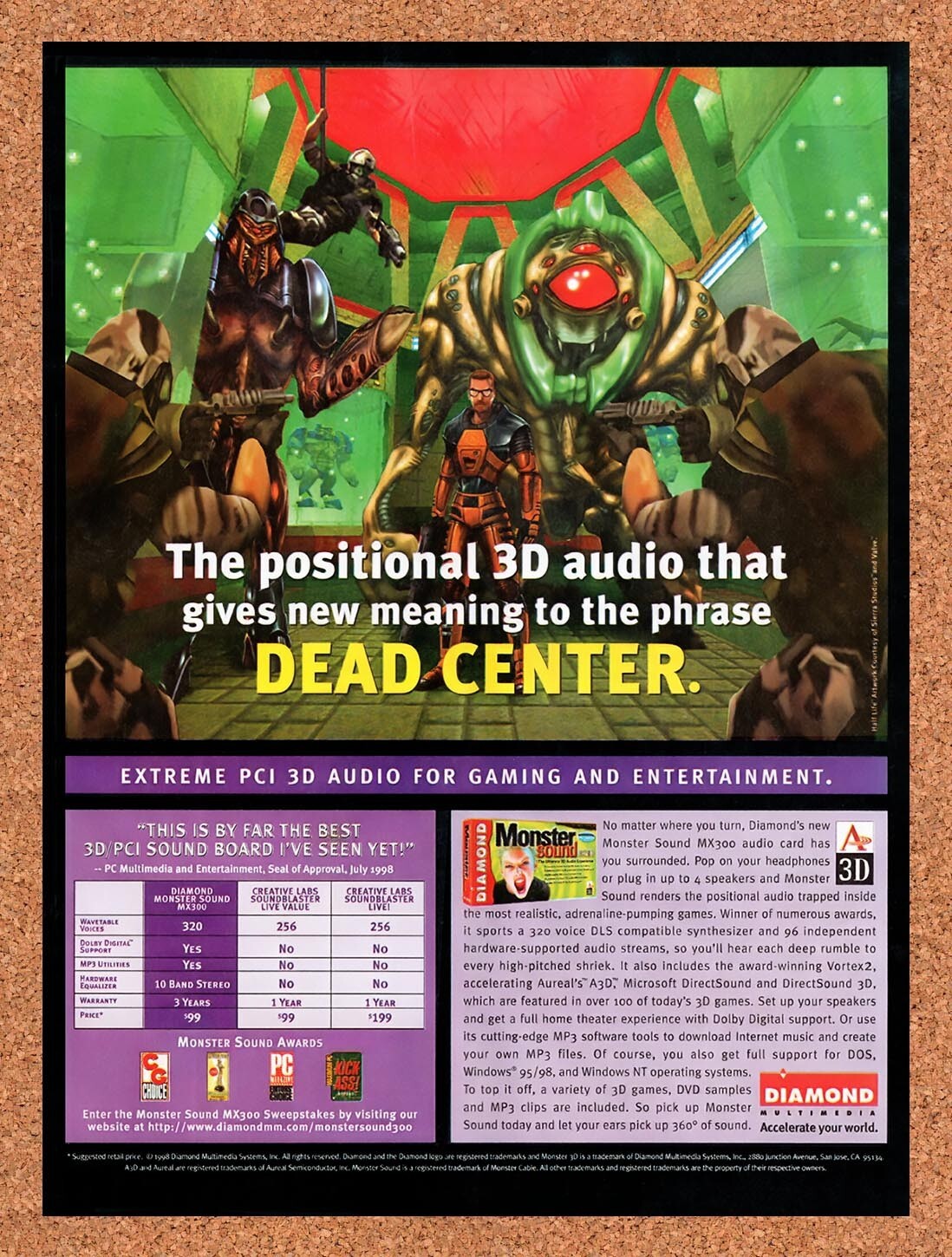 1998 Half-Life Diamond Monster Sound MX300 Original Ad / Retro Promo v11