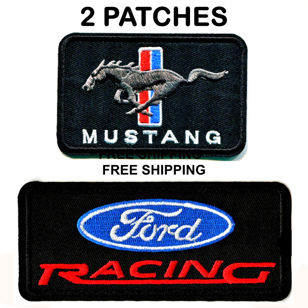 Ford Mustang Motor Car Automotive Patch Embroidered Iron-On Sew-On Set of 2