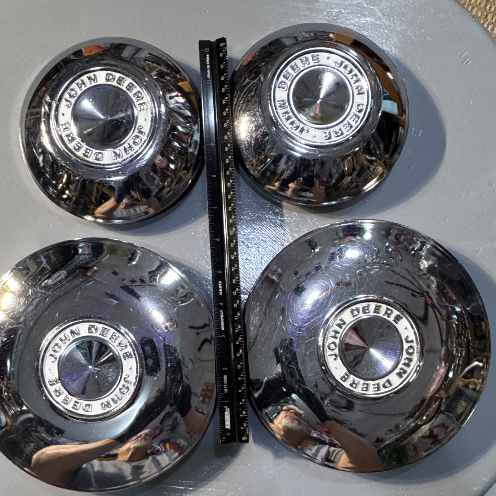 John Deere Hubcaps EXCELLENT VINTAGE