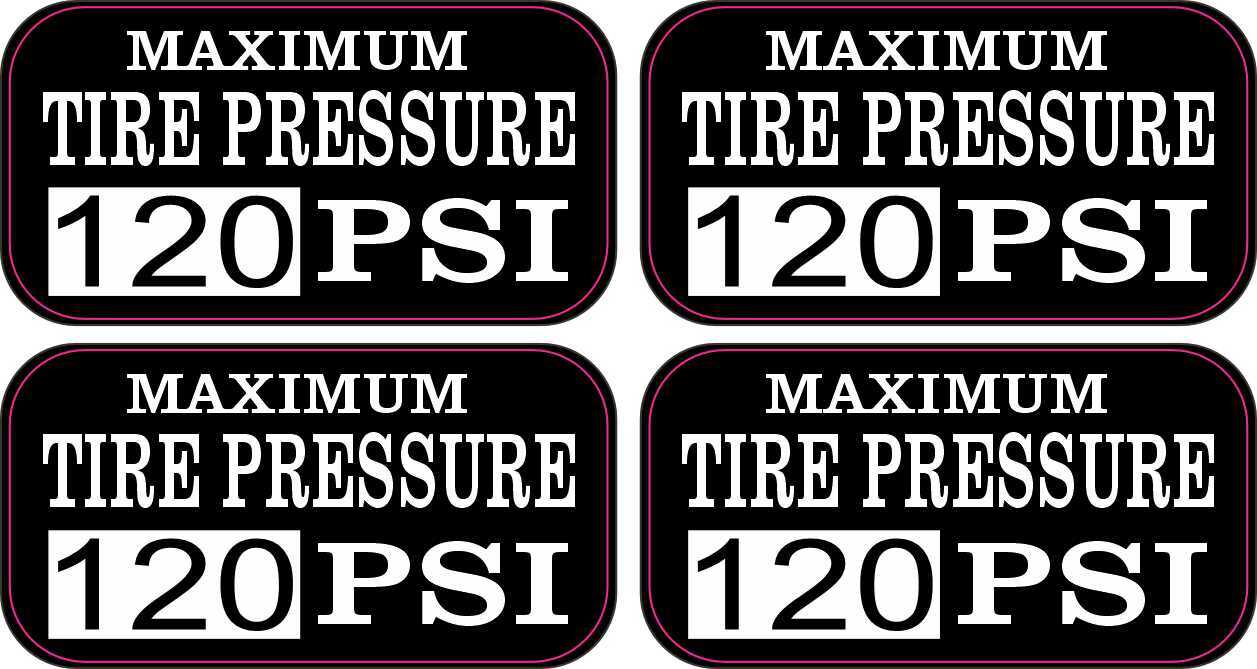 StickerTalk Maximum Tire Pressure 120 PSI Vinyl Stickers, 2 inches x 1 inches