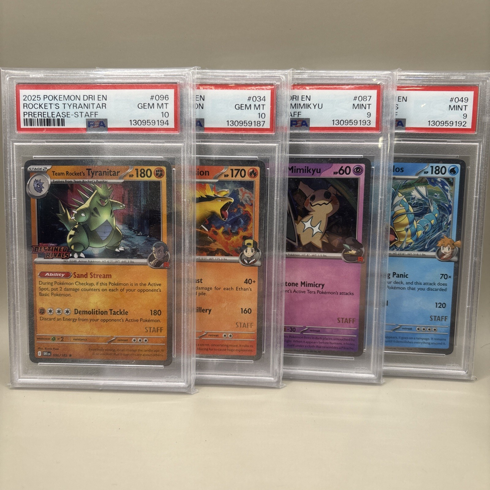 PSA 9 & 10 - Destined Rivals STAFF Stamped Pre Release Promo Set Of 4