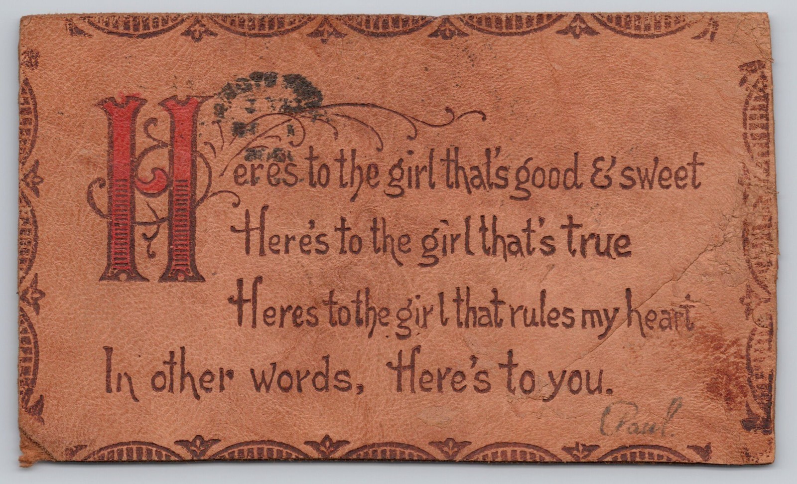 Jamestown New York Sweet Girl Verse Hand Tooled Leather 1906 Postcard