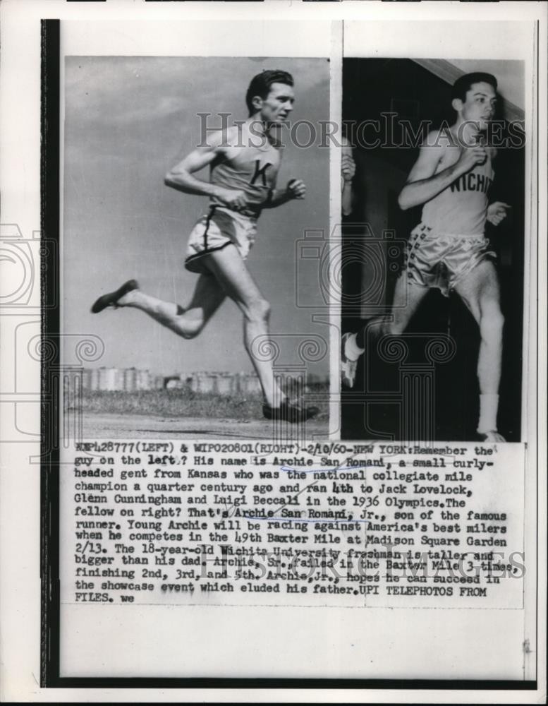 1960 Press Photo Runners Archie San Romani and son Archie Jr. - net07211