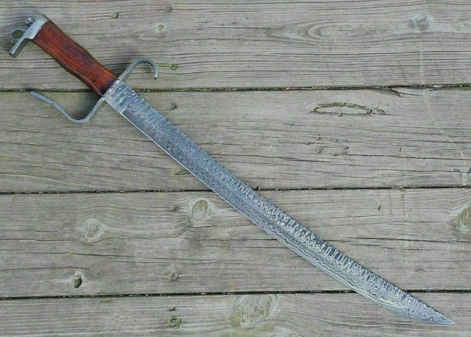 CUSTOM HANDMADE DAMASCUS STEEL SWORD WITH LEATHER SHEATH,HANDAMSDE SWORD