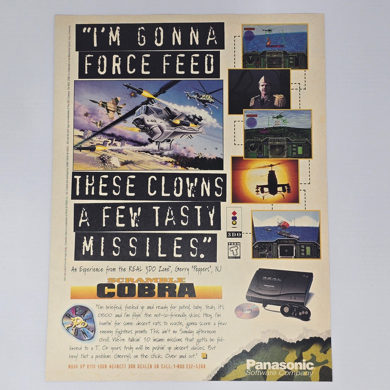 Scramble Cobra Panasonic 3DO Force Feed Print Ad/Poster Promo Art
