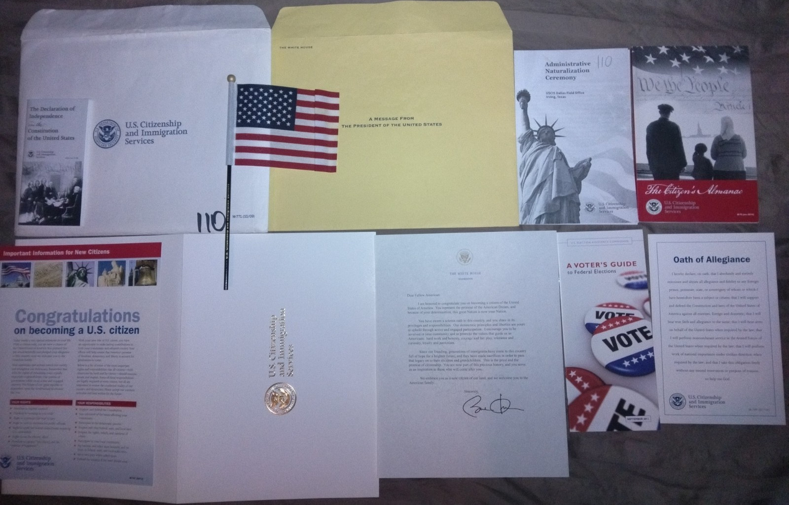 BARACK OBAMA Signed Official White House Issued 2016 Citizenship Congrats Letter