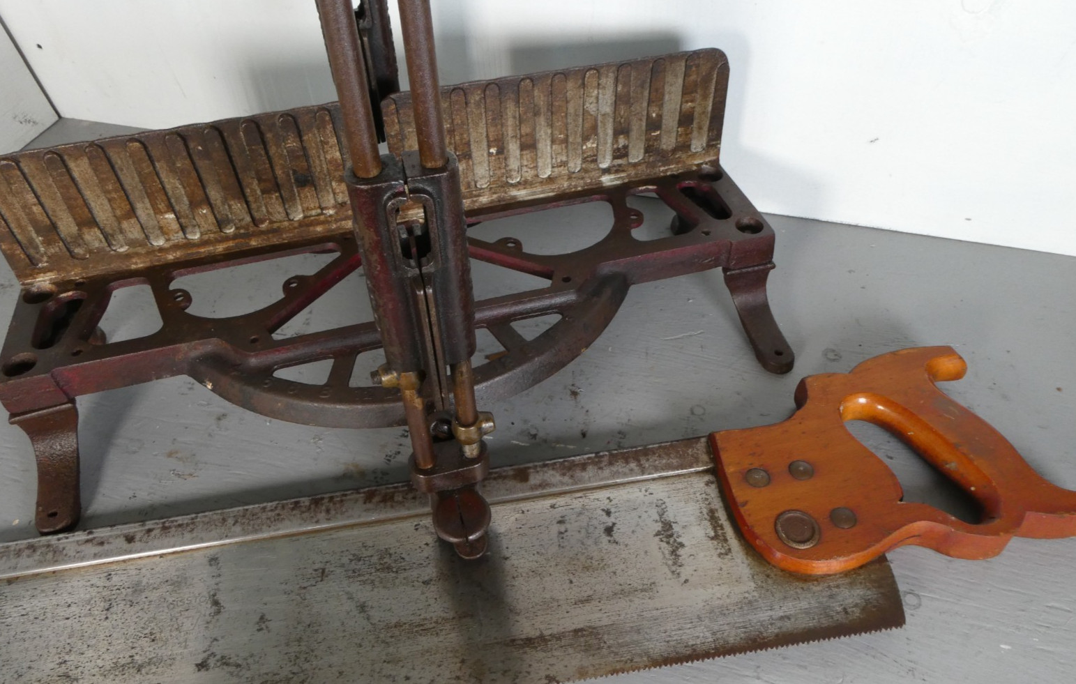 Early No. 50 Stanley Mitre Box  with Disston #4 26 in. Miter Hand Saw