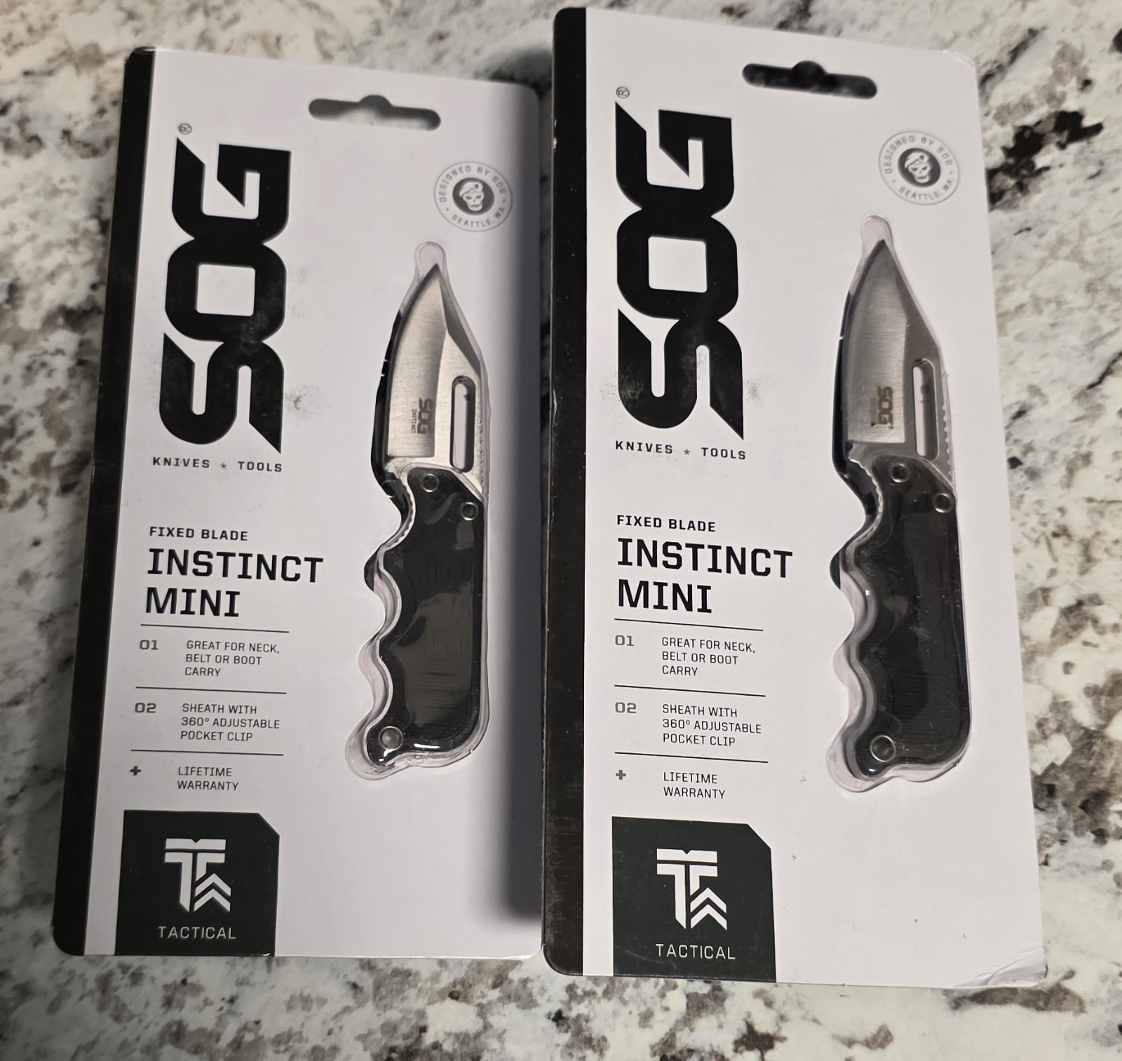 2 pack SOG INSTINCT MINI EDC Tactical Full Tang Fixed Blade  Knife Nylon Sheath 