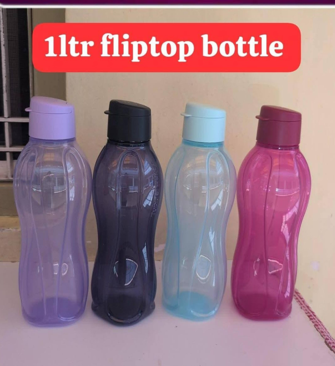 Tupperware Sport/Flip cap Water bottles set of 4-1000ml/34oz- New- Multi colors