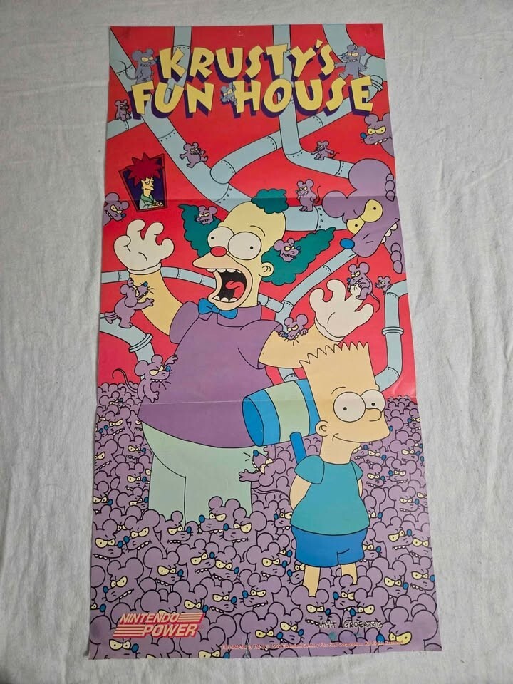 Krusty's Fun House Poster (1992) - Vintage Nintendo Power