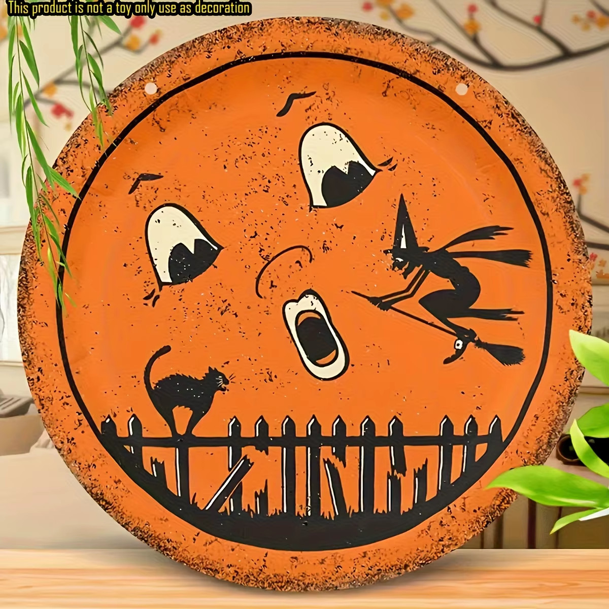 Halloween Anthropomorphic VINTAGE STYLE Moon Wooden Sign Wall Decor 8\