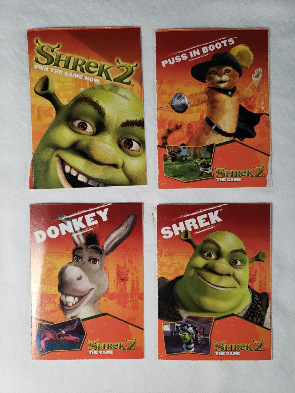 Shrek 2 The Game Promotional Trading Cards Activision Donkey Puss In Boots