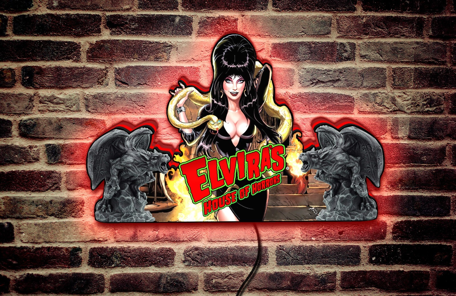 Elvira's House of Horrors Pinball Topper LED Lightbox - Embrace the Spookyness