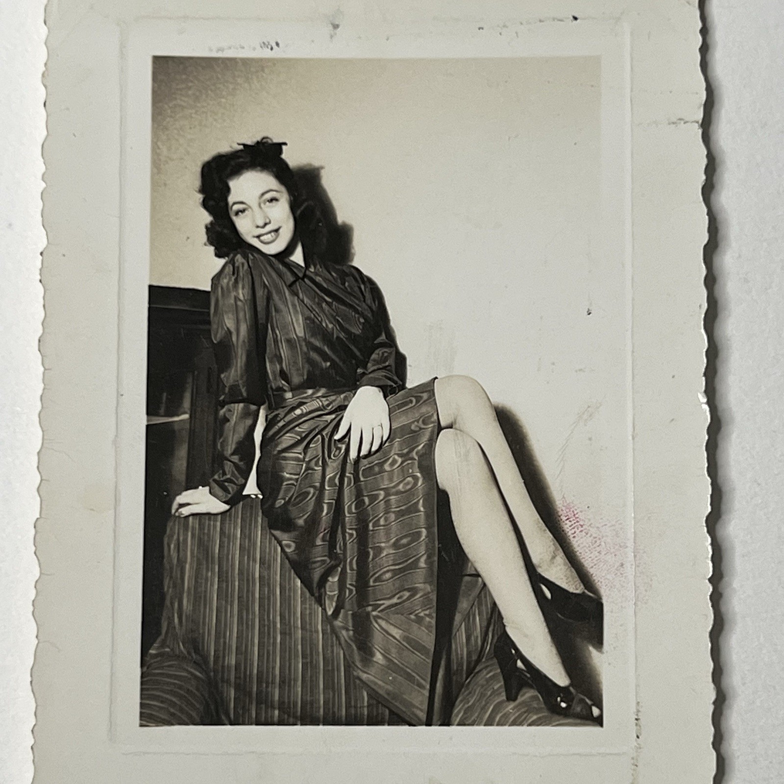 Vintage Snapshot Photograph Beautiful Young Woman  Long Legs Glamorous
