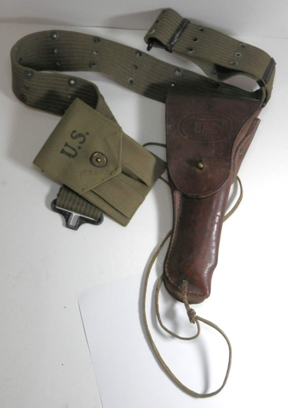Original WWII 1942 Crump 1911A1 Holster with Belt & Magazine Pouch